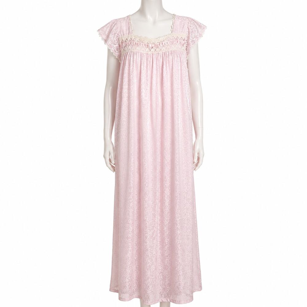 Vintage Oscar de la Renta Pink Label Jacquard Nightgown Pink Women’s L